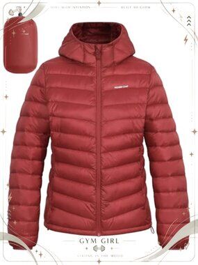 Women's Packable Puffer Jacket Lightweight Water-Repellent Quilted Hooded Coat